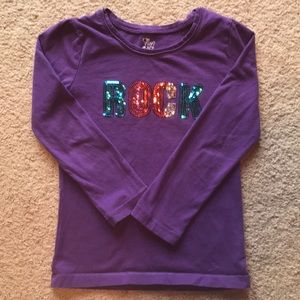 Long sleeve purple ROCK sequined shirt Size 5/6